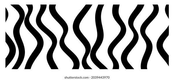 Vector Abstract Decorative Illustration of Vertical Black Thick Wave Line Pattern on White Background for Banner, Poster, Print