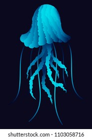 Vector Abstract Decorative Jellyfish. Object Isolated On Background