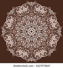 Vector abstract decorative lacy floral ethnic mandala. 