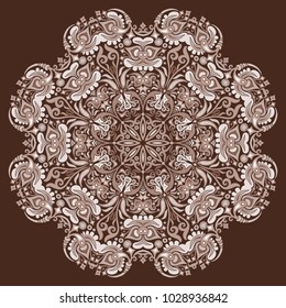 Vector abstract decorative lacy floral ethnic mandala. 