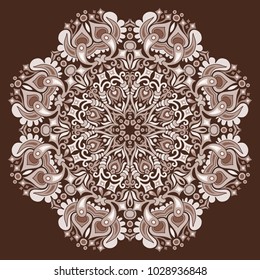 Vector abstract decorative lacy floral ethnic mandala. 
