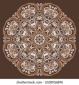 Vector abstract decorative lacy floral ethnic mandala. 