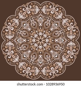 Vector abstract decorative lacy floral ethnic mandala. 