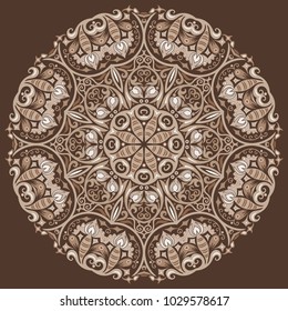 Vector abstract decorative lacy floral ethnic mandala. 