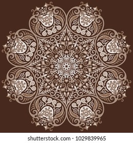 Vector abstract decorative lacy floral ethnic mandala. 