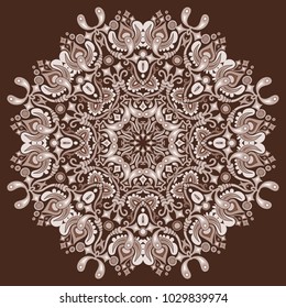 Vector abstract decorative lacy floral ethnic mandala. 