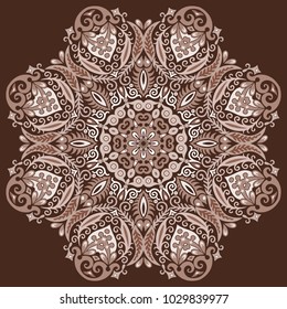 Vector abstract decorative lacy floral ethnic mandala. 