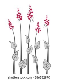 Vector abstract decorative meadow flowers on a white background