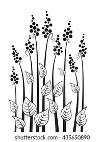 Vector abstract decorative meadow flowers, floral silhouette