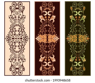 Vector abstract decorative nature ethnic ornamental elements set. 