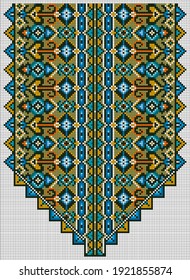 Abstrakte Vektorgrafik mit dekorativen Pixelkunst. Farbiger Mosaikhintergrund. Stickerei