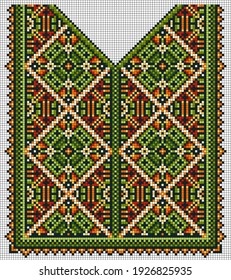 Ilustración de píxeles decorativos abstractos vectoriales. Fondo de mosaico colorido. Plan de bordado