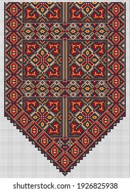 Vector abstract decorative pixel art  illustration. Colorful mosaic background. Embroidery scheme