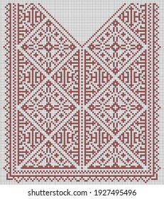 Ilustración de píxeles decorativos abstractos vectoriales. Fondo de mosaico colorido. Plan de bordado