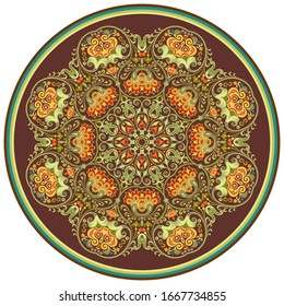 Vector abstract decorative round floral ethnic ornamental illustration