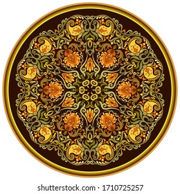 Vector abstract decorative round floral ethnic ornamental illustration