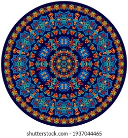 Vector abstract decorative round floral ethnic ornamental illustration