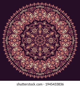 Vector abstracto decorativo redondo floral de ilustración ornamental étnica