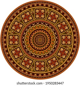Vector abstract decorative round floral ethnic ornamental illustration