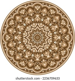 Vector abstract decorative round floral ethnic ornamental illustration