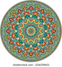 Vector abstract decorative round floral ethnic ornamental illustration