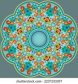 Vector abstract decorative round floral ethnic ornamental illustration