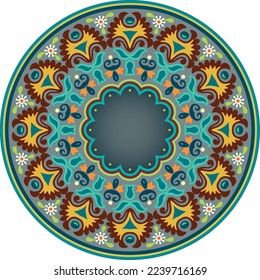 Vector abstract decorative round floral ethnic ornamental illustration