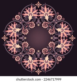 Vector abstracto decorativo redondo floral de ilustración ornamental étnica