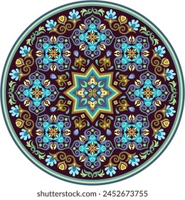 Vector abstract decorative round floral ethnic ornamental illustration
