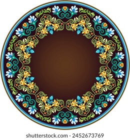Vector abstract decorative round floral ethnic ornamental frame illustration