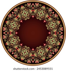 Vector abstract decorative round floral ethnic ornamental frame illustration