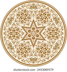 Vector abstract decorative round floral ethnic ornamental illustration