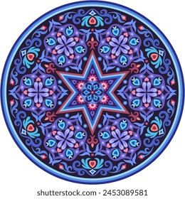 Vector abstract decorative round floral ethnic ornamental illustration