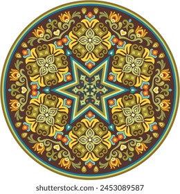 Vector abstracto decorativo redondo floral étnico ornamental ilustración