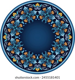 Vector abstract decorative round floral ethnic ornamental frame illustration