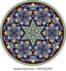 Vector abstract decorative round floral ethnic ornamental illustration