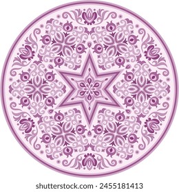 Vector abstract decorative round floral ethnic ornamental illustration