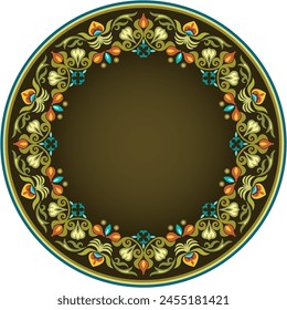 Vector abstracto decorativo redondo floral étnico ornamental marco ilustración