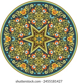 Vector abstract decorative round floral ethnic ornamental illustration