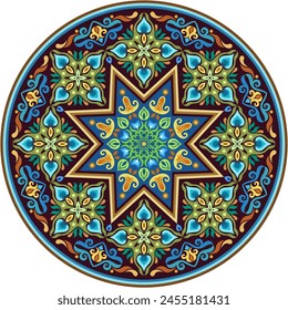 Vector abstract decorative round floral ethnic ornamental illustration