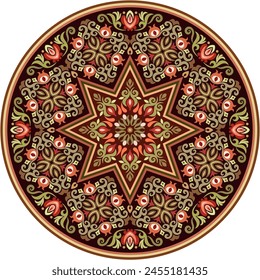 Vector abstracto decorativo redondo floral étnico ornamental ilustración