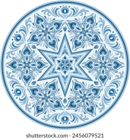 Vector abstract decorative round floral ethnic ornamental illustration