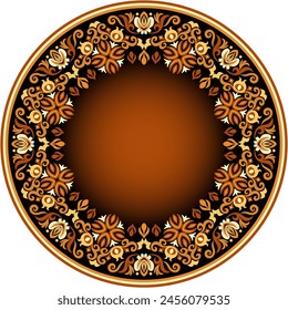 Vector abstract decorative round floral ethnic ornamental frame illustration
