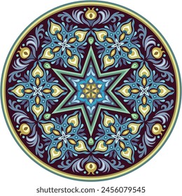 Vector abstract decorative round floral ethnic ornamental illustration