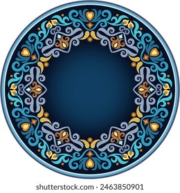 Vector abstract decorative round floral ethnic ornamental frame illustration