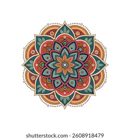 Vector abstract decorative round floral luxury ornamental mandala colorful flower background design and eps file download
