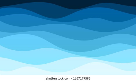 Vector abstract deep blue sea wave banner background illustration