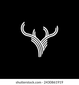 vector abstract deer logo design template with white color