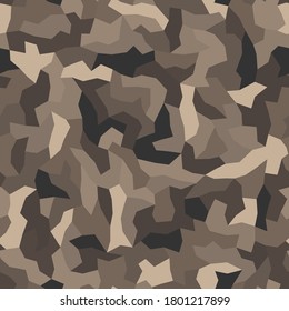 Vector abstract desert brown color camouflage seamless pattern. Modern military endless background. Chocolate halftone colors background illustration.