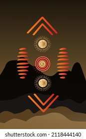 Vektor, abstraktes Wüstenposter im minimalistischen Stil. Ostafrika Landschaft Moderner Stil
